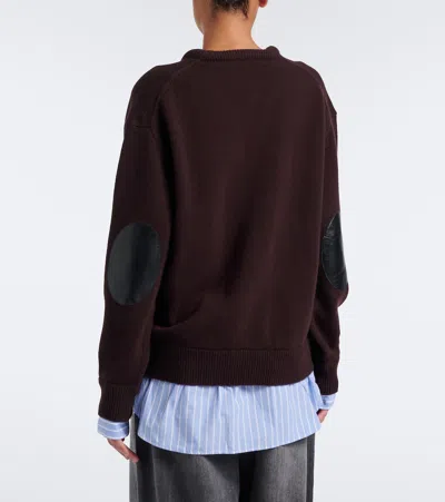 Acne Studios V Neck Pullover Wool Sweater Dark Brown In Brown