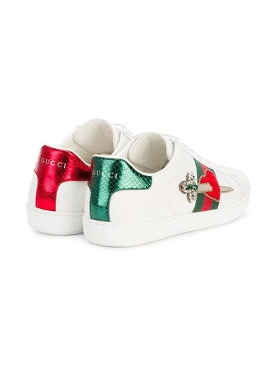 Shop Gucci Ace Embroidered Heart Dagger Sneakers