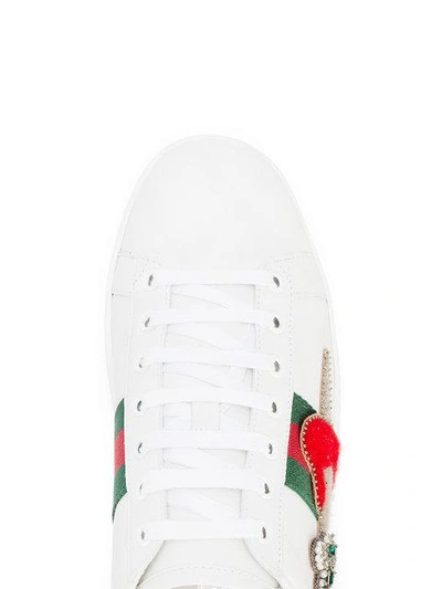 Shop Gucci Ace Embroidered Heart Dagger Sneakers