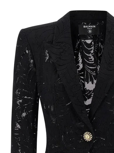 Balmain Lace Blazer In Black