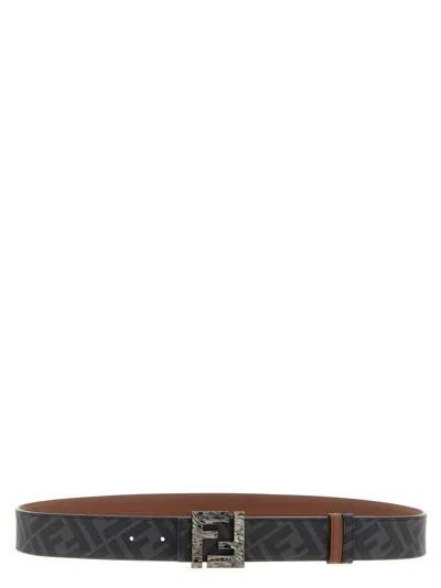 Fendi Squared Ff Reversible Belt In Tan