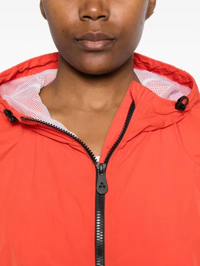 Peuterey Nigle Hooded Blouson Jacket Elasticated Cuffs Hem In Red