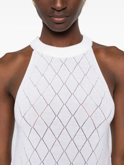 Balmain Argyle-knit Wool Tank Top In White