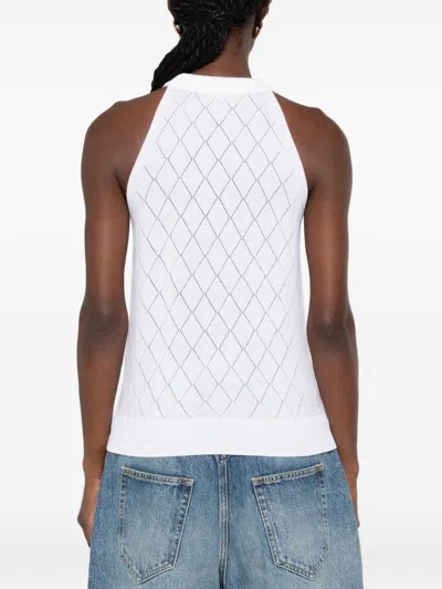 Balmain Argyle-knit Wool Tank Top In White