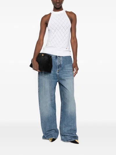 Balmain Argyle-knit Wool Tank Top In White