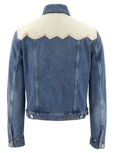 Givenchy Cotton Denim With Canvas Shoulders Jacket In Blue