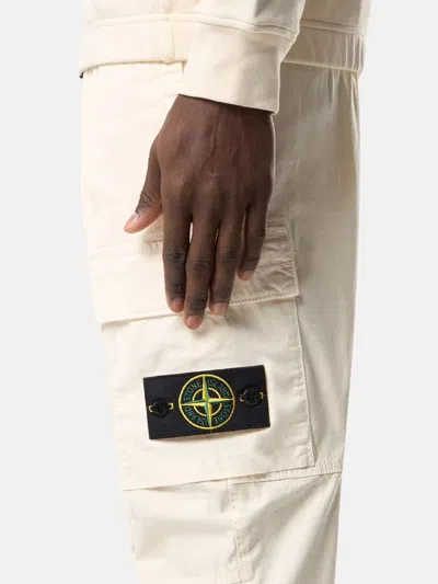 Stone Island Multi-pocket Cargo Cargo Pants In Ivory