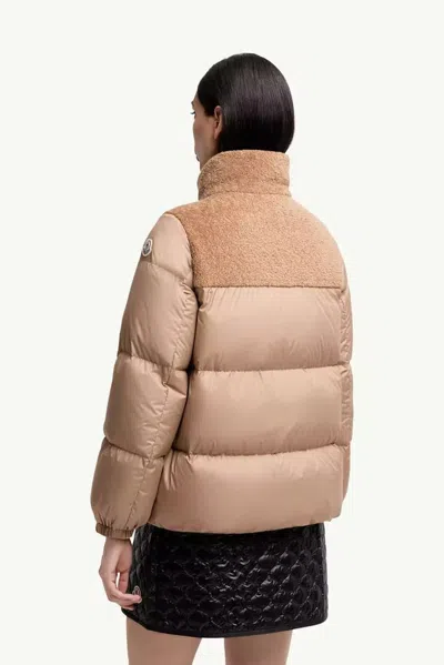 Moncler Quilted Down Down Jacket In Beige