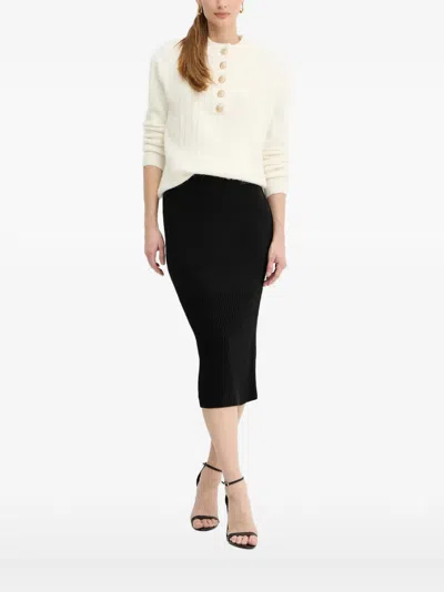 Morgan Buttoned Sweater In Neutral