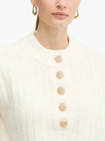 Morgan Buttoned Sweater In Neutral
