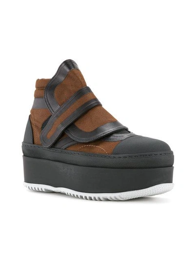 Shop Marni Flatform Velcro Ankle Boots In Brown