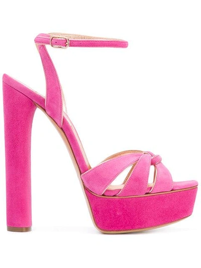 Shop Casadei Gathered Strap Platform Sandals - Pink