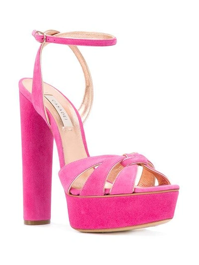 Shop Casadei Gathered Strap Platform Sandals - Pink