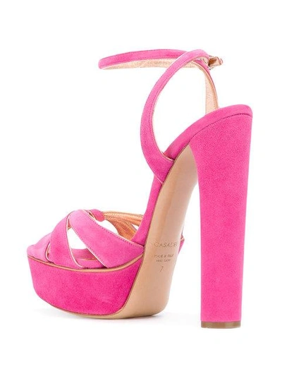 Shop Casadei Gathered Strap Platform Sandals - Pink
