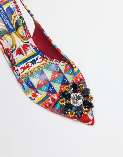 Shop Dolce & Gabbana Slingback Pump In Printed Brocade In White