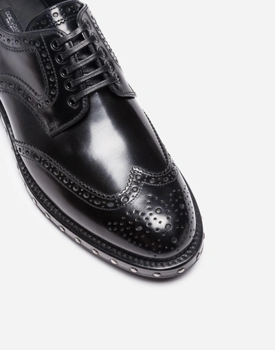 Shop Dolce & Gabbana Derby In Leather With Studs In Black