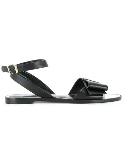 Lanvin Bow Band Ankle Strap Leather Sandals