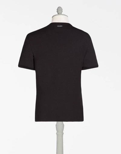 Shop Dolce & Gabbana V-neck T-shirt In Cotton In Black