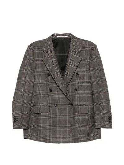 Tagliatore Double-breasted Check-pattern Jacket In Brown
