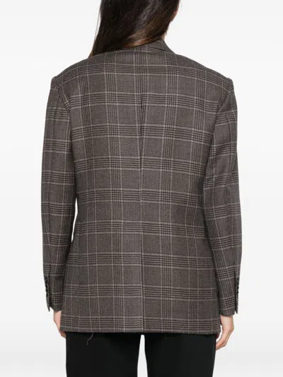 Tagliatore Double-breasted Check-pattern Jacket In Brown