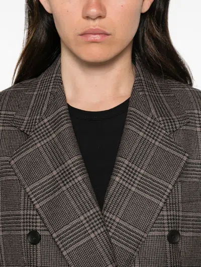 Tagliatore Double-breasted Check-pattern Jacket In Brown