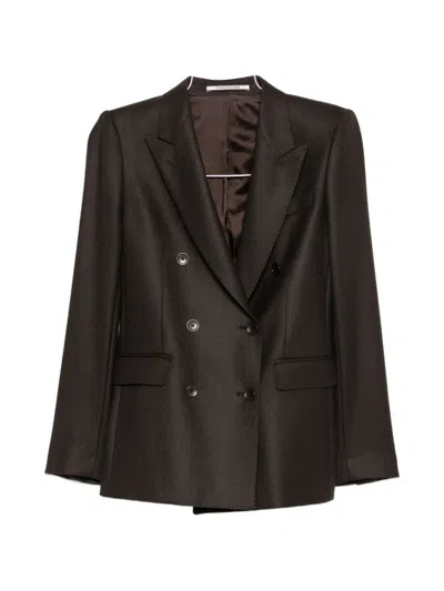 Tagliatore Wool Double-breasted Suit Jacket In Brown