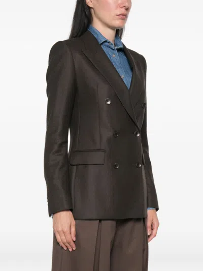 Tagliatore Wool Double-breasted Suit Jacket In Brown