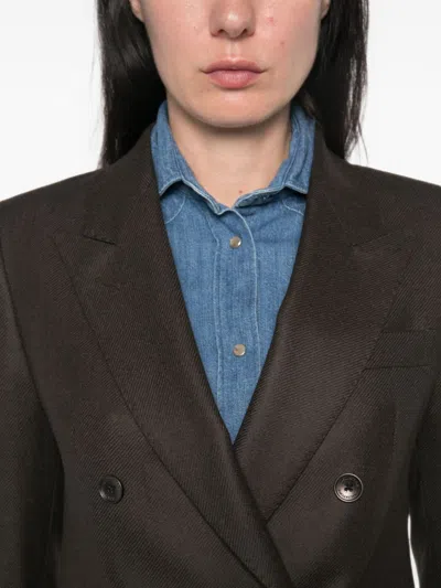 Tagliatore Wool Double-breasted Suit Jacket In Brown