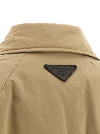 Prada Fur Collar Jacket In Neutral