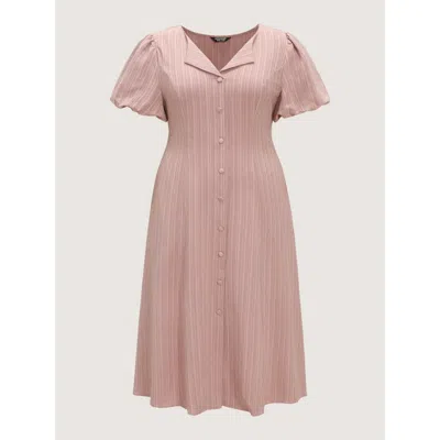 Bloomchic Vertical Stripe Button Down Midi Dress In Dustypink