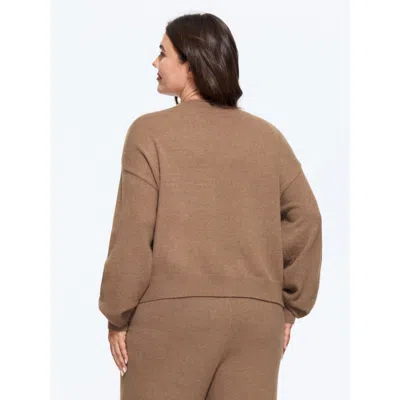 Bloomchic Solid Open Front Cropped Cardigan In Yellowishbrown