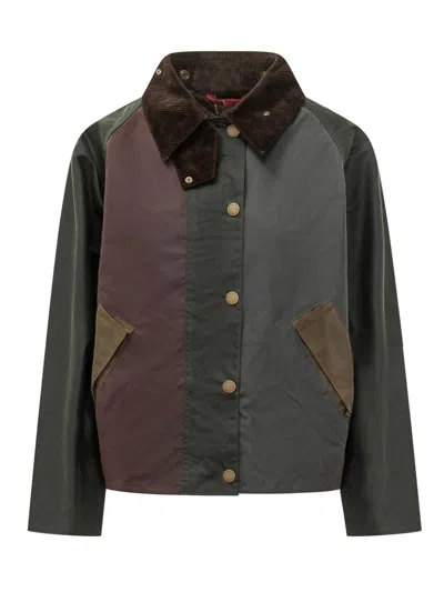 Barbour Patchwork Wax Jacket In Sage