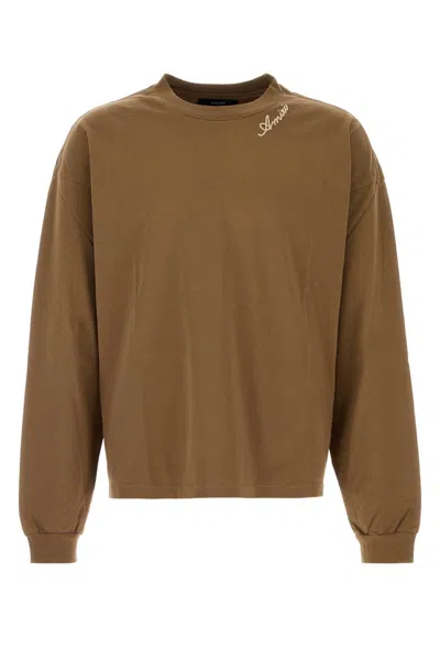 Amiri Script Oversized Long Sleeve Tee In Brown