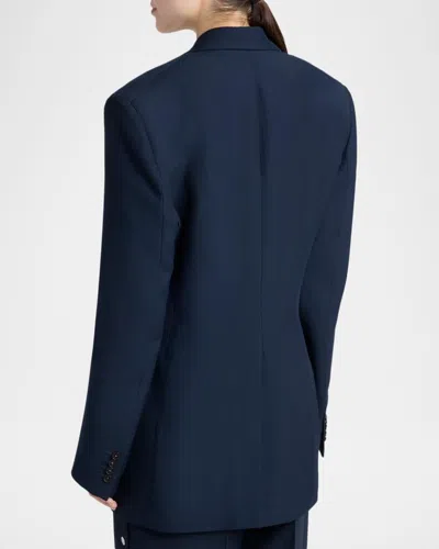 Stella Mccartney Stud-belted Oversized Blazer In Blue