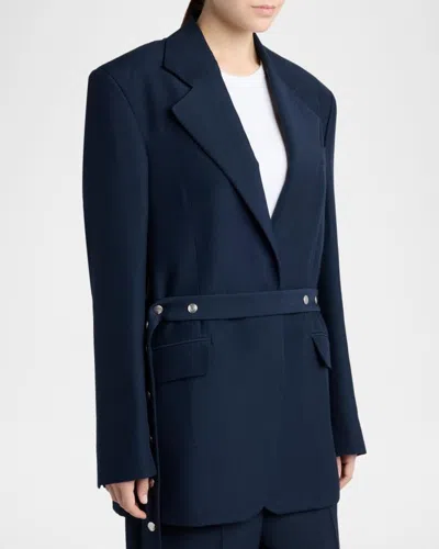 Stella Mccartney Stud-belted Oversized Blazer In Blue