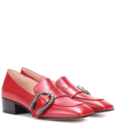 Gucci Dionysus Leather Loafers In Red