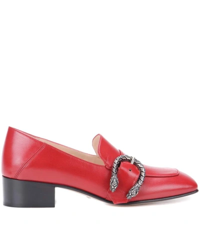 Shop Gucci Dionysus Leather Loafers In Red