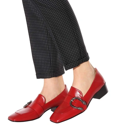 Shop Gucci Dionysus Leather Loafers In Red