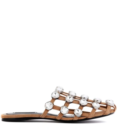 Shop Alexander Wang Embellished Suede Sandals In Clay