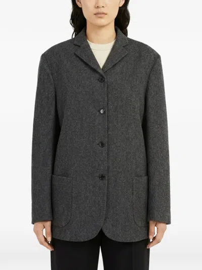 Jil Sander Single-breasted Patch-pocket Jacket In Grey