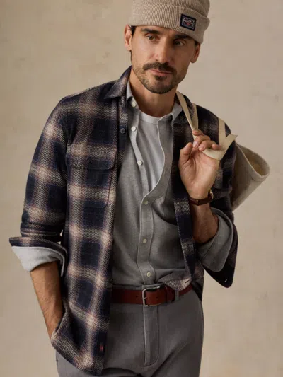 Faherty Legend Sweater Shirt Storm Ombre Plaid In Black