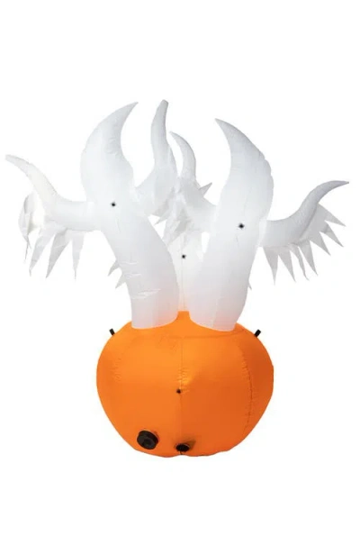Glitzhome 6ft Lighted Ghosts In Jack-o-lantern Pumpkin Inflatable Decor In Orange