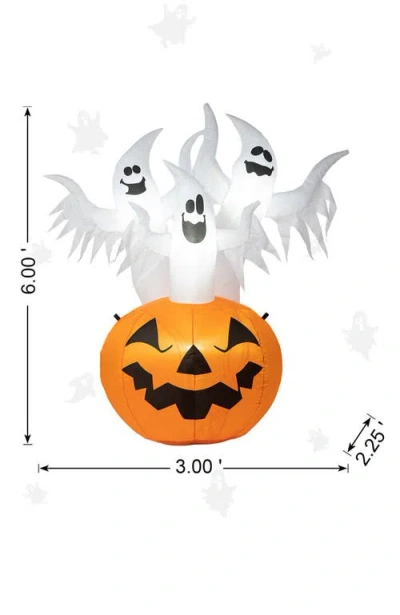 Glitzhome 6ft Lighted Ghosts In Jack-o-lantern Pumpkin Inflatable Decor In Orange
