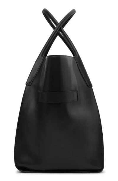Mango Maxi Leather Shopper Bag In Black