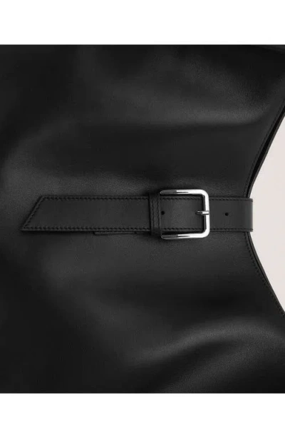 Mango Maxi Leather Shopper Bag In Black