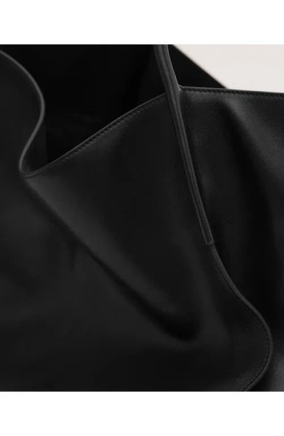 Mango Maxi Leather Shopper Bag In Black