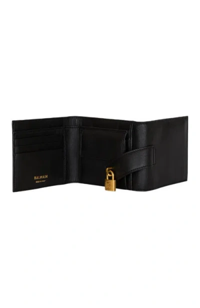 Balmain Pulse Trifold Smooth Leather Wallet In Black
