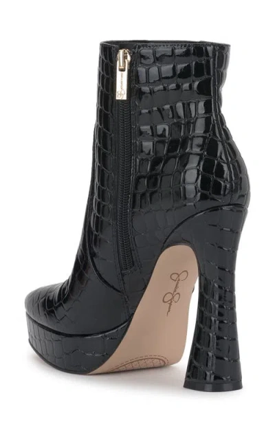 Jessica Simpson Nerix Croc Embossed Platform Bootie In Black
