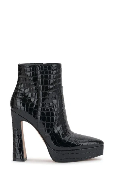 Jessica Simpson Nerix Croc Embossed Platform Bootie In Black