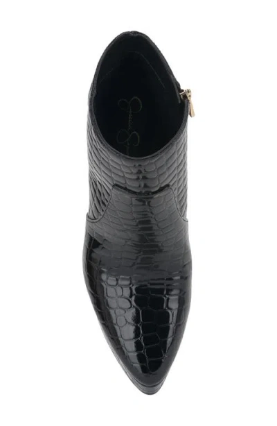 Jessica Simpson Nerix Croc Embossed Platform Bootie In Black